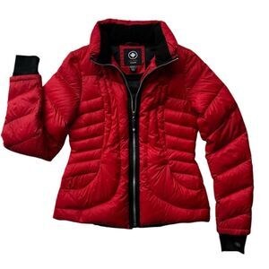 Halifax Traders Red & Black Down Puffer Jacket Women's Size XS